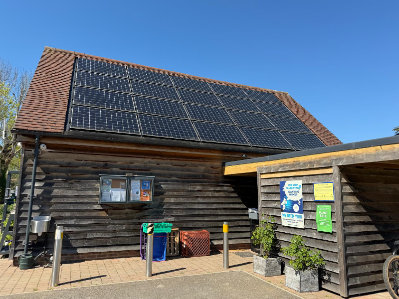 Solar panels on the shop