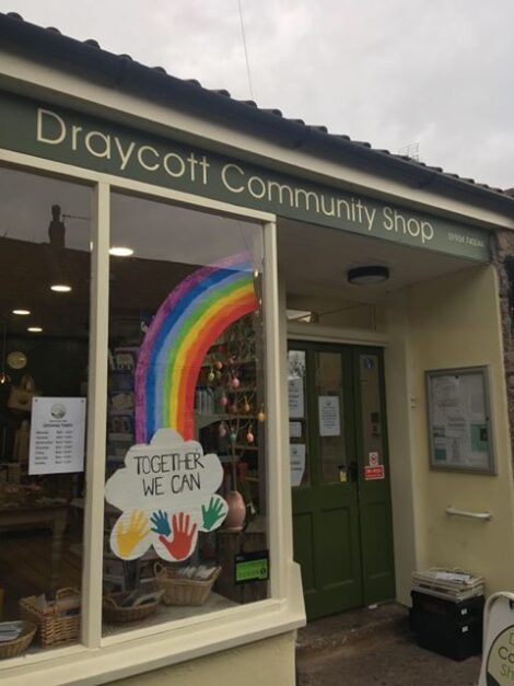 Draycott Community Shop (rainbow window display) – Phoebe Bright (FB)